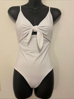 Aritzia White Tie-Front One-Piece Swimsuit